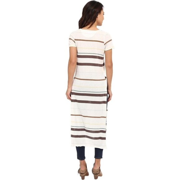 Free People Too Legit Tunic Dress White With Brown Stripes Size Small Cotton - Picture 4 of 10